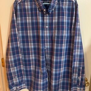 LOT OF 3 George Men's Blue and Red Plaid Button Down Shirt LOT OF 3